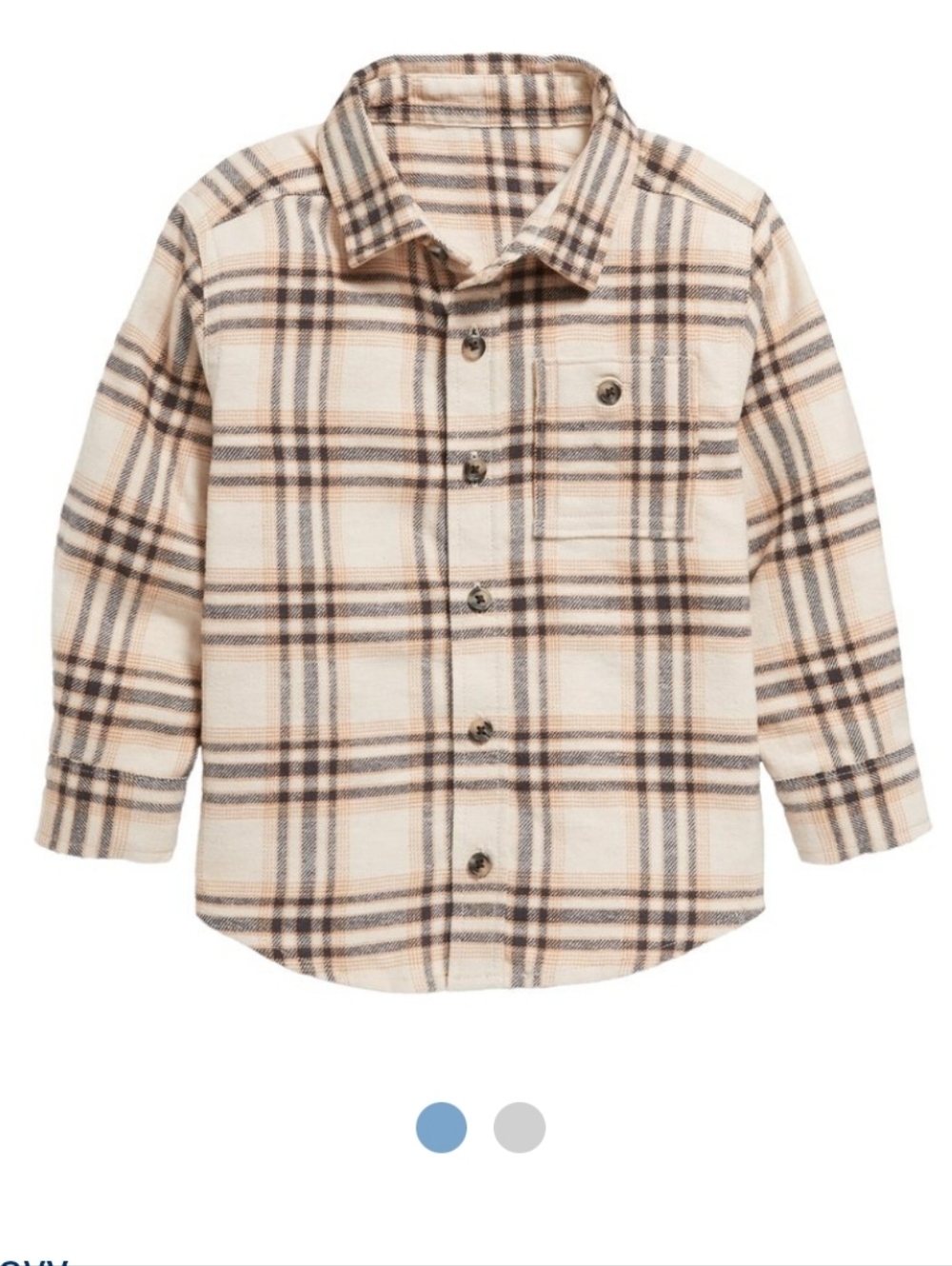 Old Navy Boys' Cream & Brown Plaid Flannel Button‑Down Shirt 4T